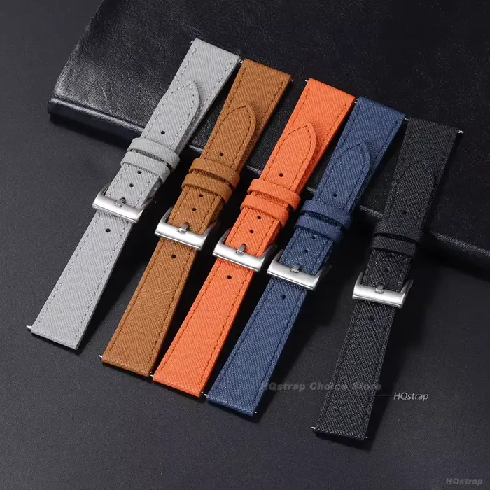 Bracelet de montre en cuir cousu vintage pour hommes