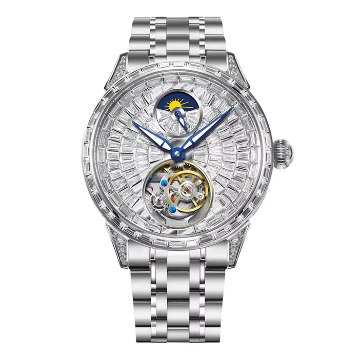 PINDU – montre mécanique pour hommes, série entièrement en diamant, jeu européen, mouvement mécaniqu