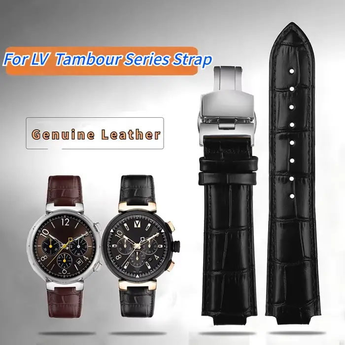 Bracelet de montre en cuir véritable pour homme et femme