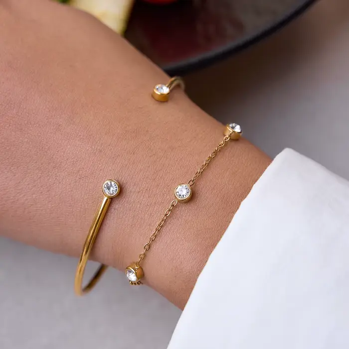 Zora 2 pièces/ensemble Bracelet chaîne en zircon