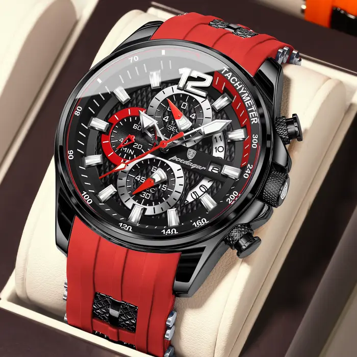 Montre POEDAGAR à Quartz avec Fonction Chronographe et Indicateur de Date pour Hommes Occasions Spéciales