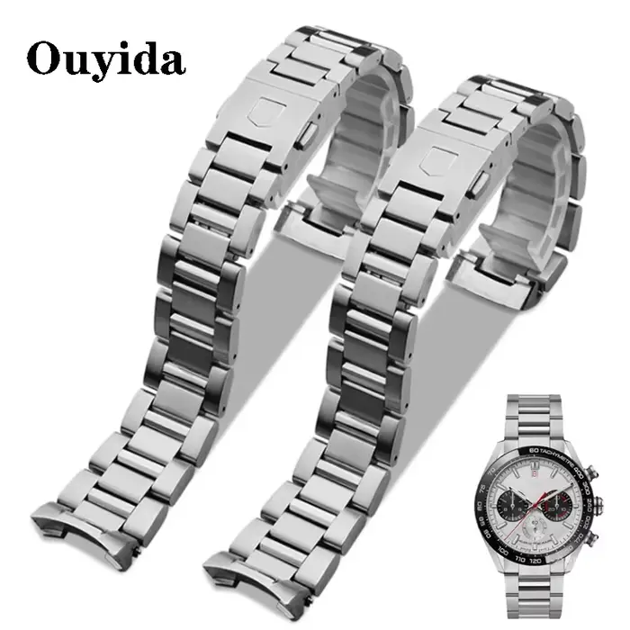 Bracelet de montre en acier inoxydable massif pour homme