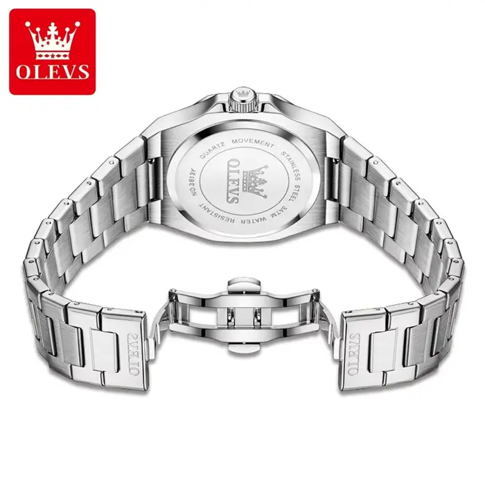 OLEVS montres pour hommes de luxe argent bleu classique montre à Quartz pour homme étanche en acier inoxydable lumineux Reloj Hombre 2025