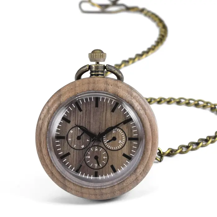 Montre de poche en bois, montres de poche en bois personnalisées pour hommes, montre de poche analog