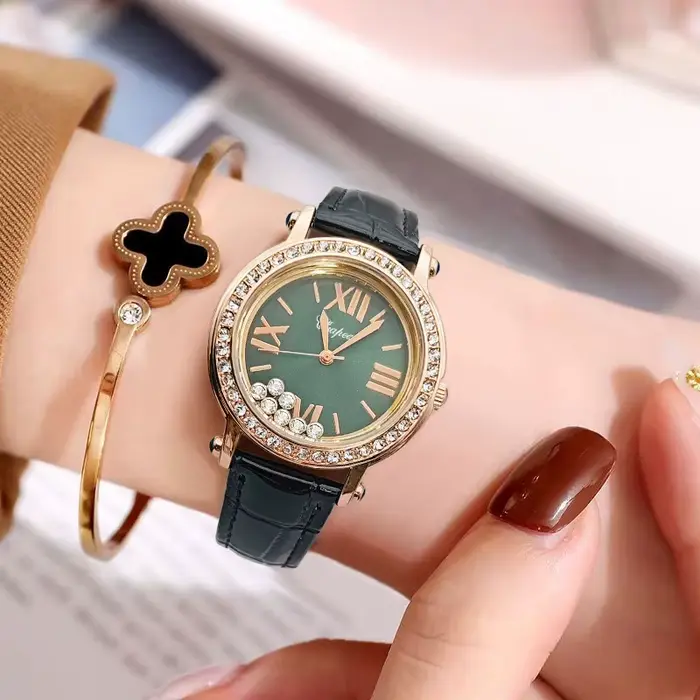 Nouvelle montre verte vintage tendance pour femme