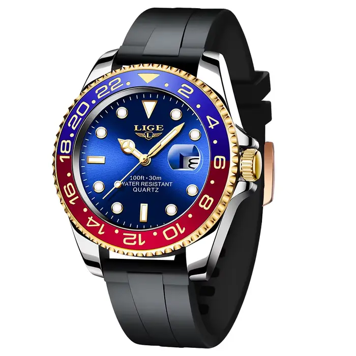 Montres pour hommes LIGE neuves, lumineuses, en acier inoxydable, quartz, de luxe, étanches, reloj h