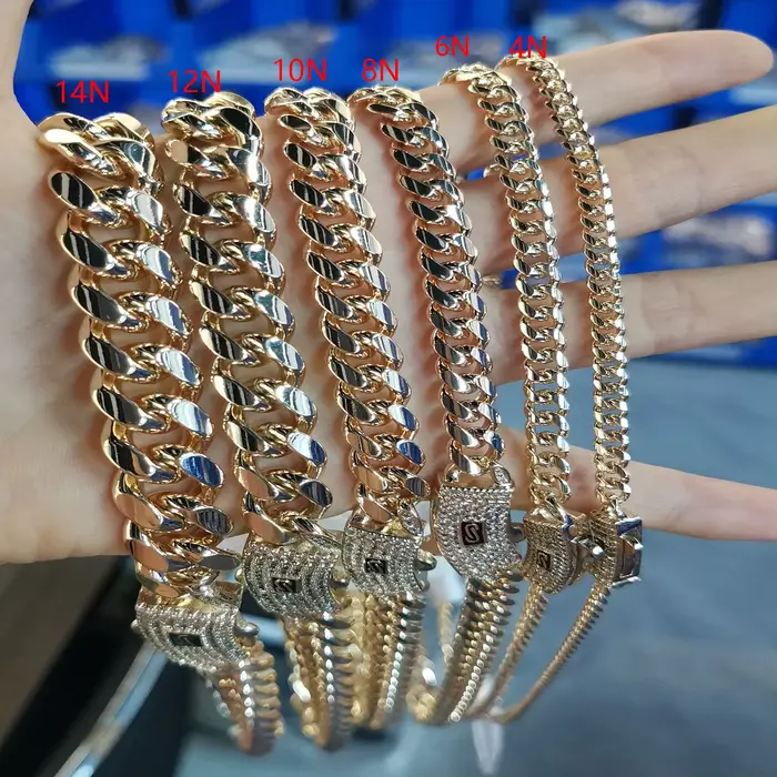 Bracelet Monaco en laiton plaqué or 14K avec zircone cubique pour homme et femme styles hip-hop rock occasions spéciales