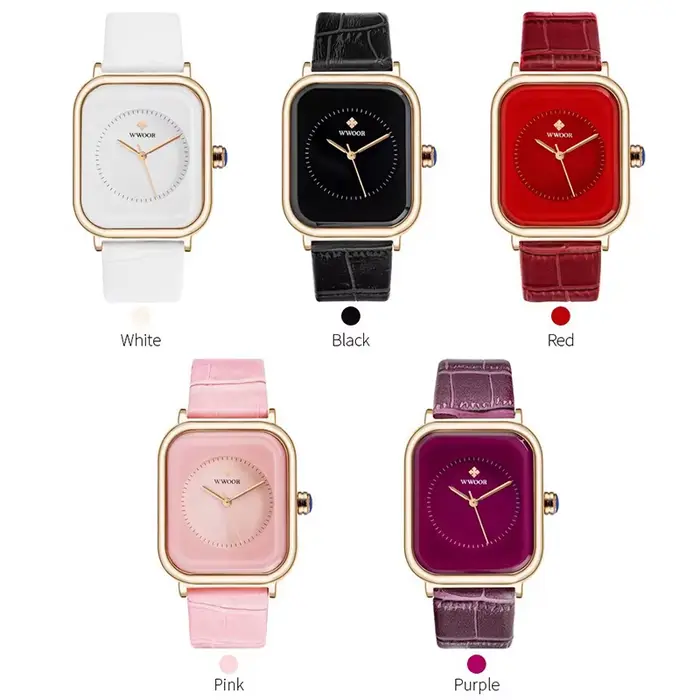 Montre bracelet rectangulaire en cuir blanc pour femmes résistante à l'eau et élégante pour diverses occasions sociales et quotidiennes