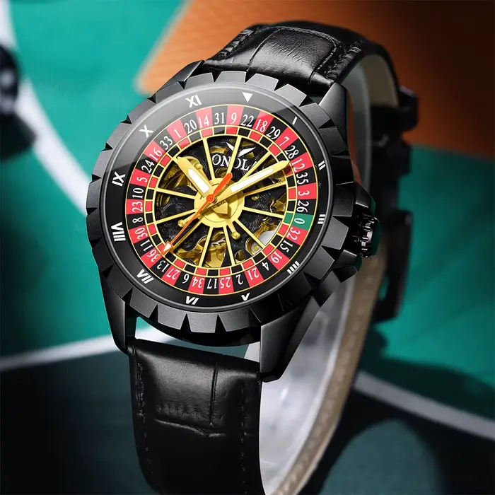 ONOLA nouvelle marque Design hommes montres mécaniques créatif cadran rotatif Roulette montre automatique