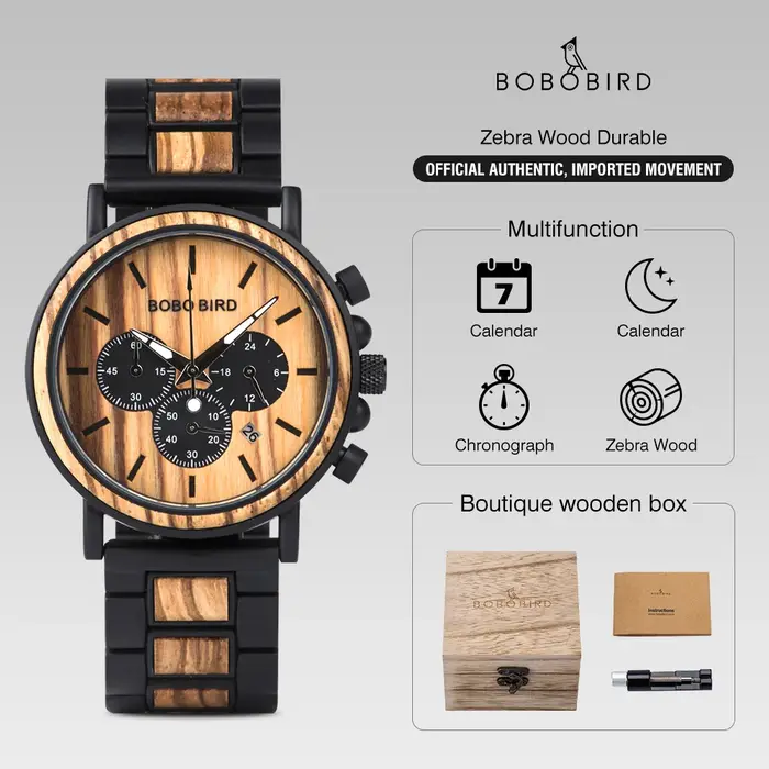 BOBO BIRD marque montres hommes en bois montre de mode