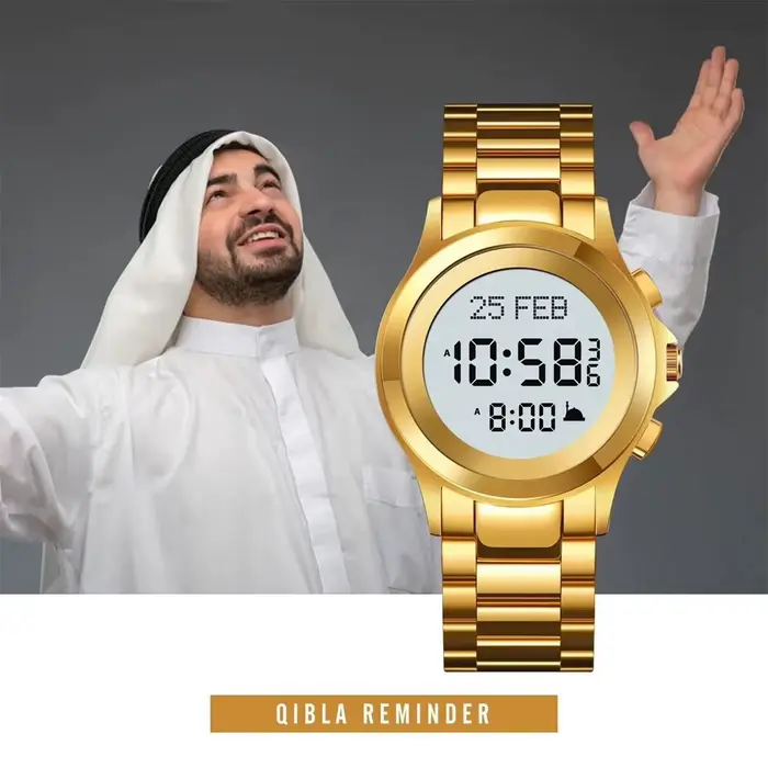 Montre islamique Azan, alarme de prière en arabe et en anglais