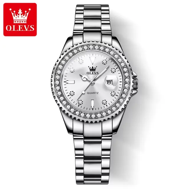 OLEVS 9945 Original diamant montre à Quartz pour femmes de luxe élégant dames montres en acier inoxy