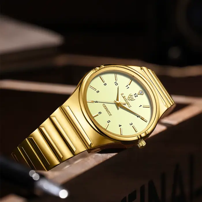 Montres-bracelets Liebig en acier inoxydable pour hommes, résistantes à l'eau, quartz, style décontracté et luxueux, parfaites pour diverses occasions et comme cadeau