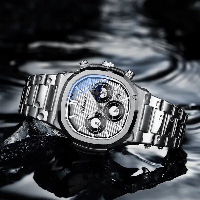 Montre à quartz étanche en acier inoxydable pour homme