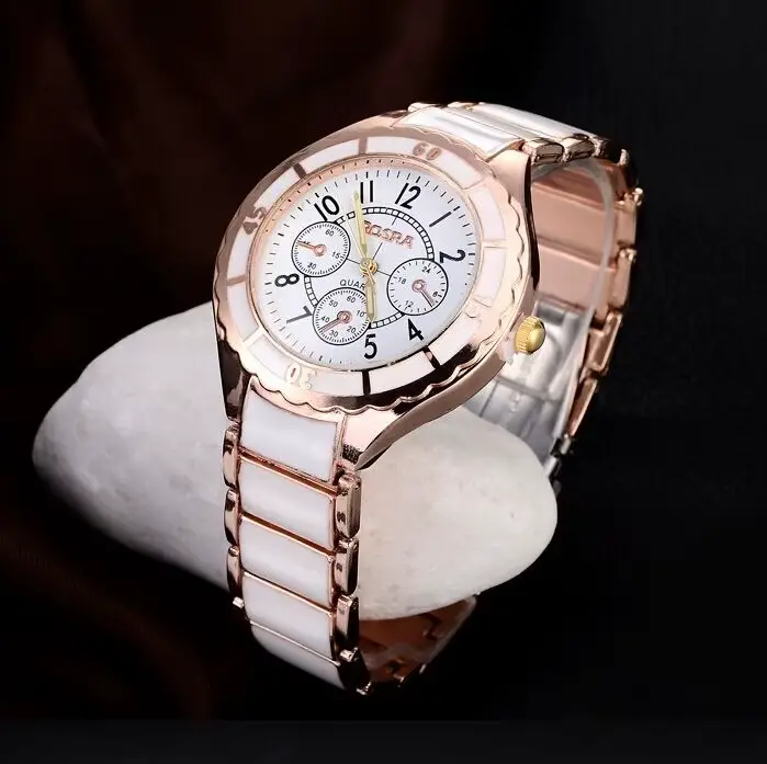 Montre femme or Rose blanc Montre classique acier céramique dames Montre-bracelet horloge Reloj Muje