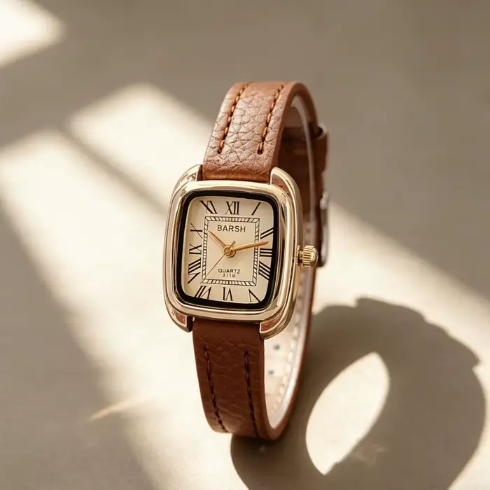 Montre-bracelet en cuir tendance pour femme