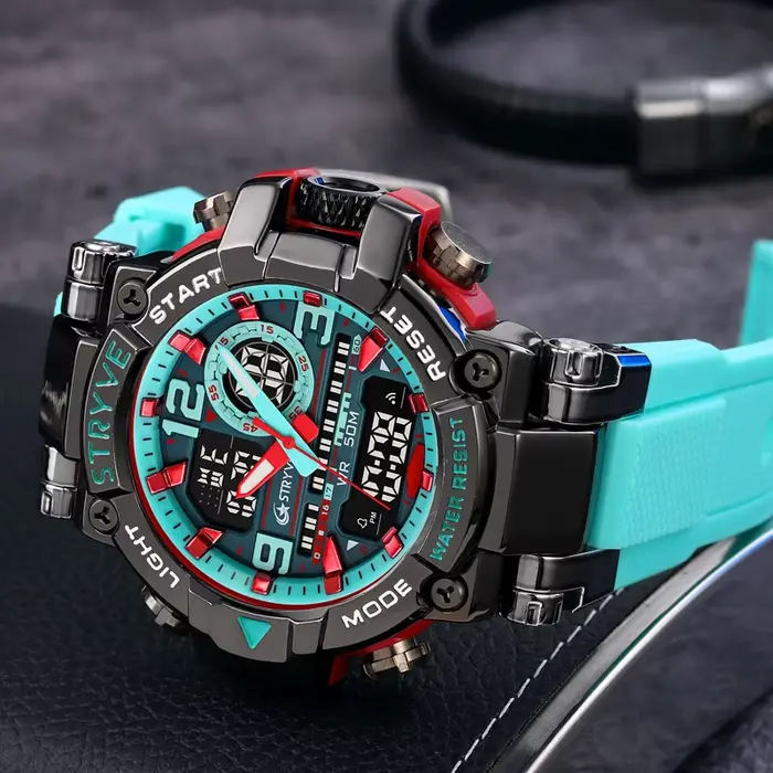 Nouvelle montre STRYVE pour hommes de haute qualité numérique-analogique double mouvement 5ATM montres étanches mode