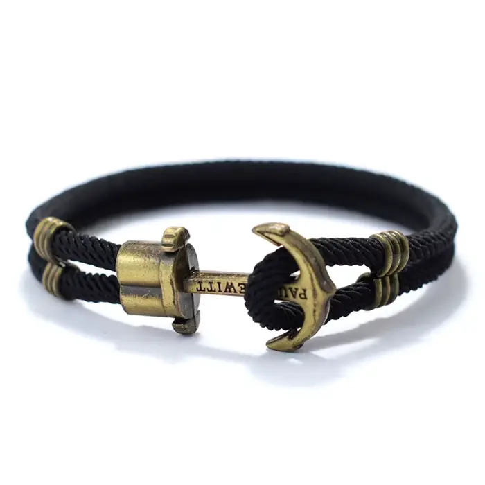Bracelet ancre nautique pour hommes, corde en Nylon à Double filetage, Vintage en métal, fermoir à c