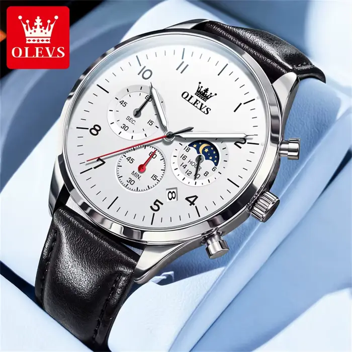 Montre-bracelet chronographe à quartz étanche pour homme