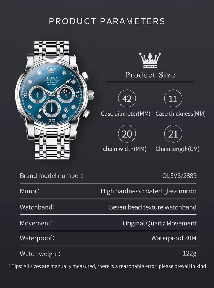 OLEVS 2889 Montre-bracelet de luxe originale pour homme