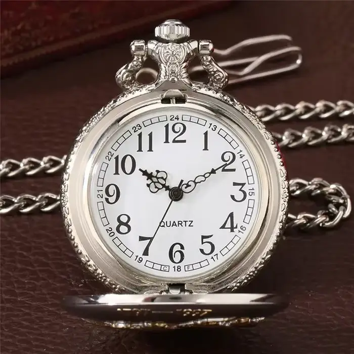 Montre de poche à Quartz avec pendentif en toile de voile argentée 1797 – 1997