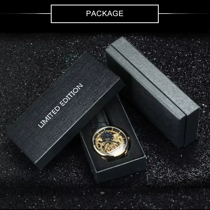 Montre de luxe T-WINNER avec tourbillon doré et bracelet en cuir pour hommes occassions formelles et informelles