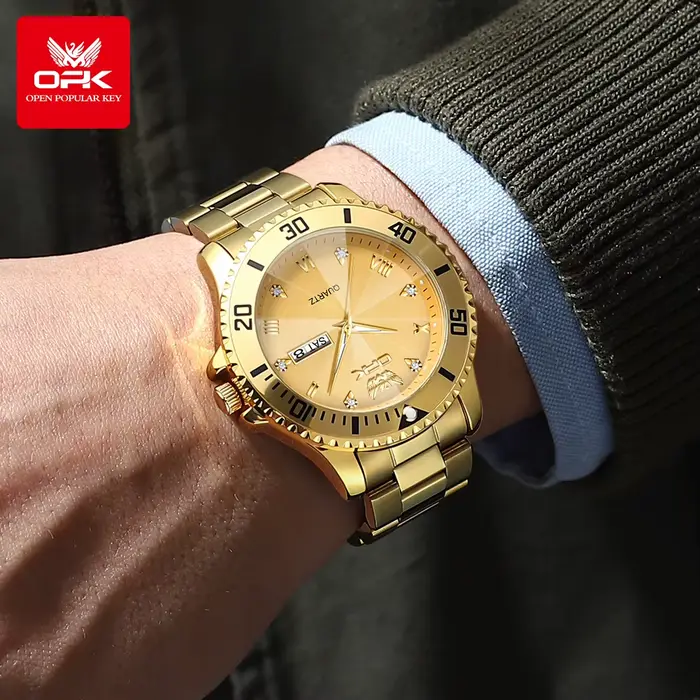 OPK marque hommes montres de luxe or montre-bracelet