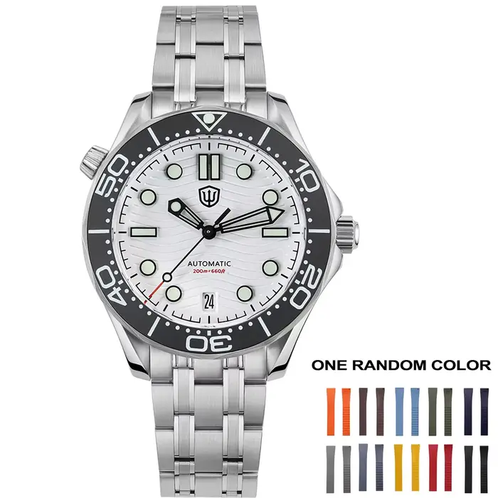 Watchdives 39mm montre WD007ST NTTD NH35 mouvement automatique bombé saphir C3 montres lumineuses 20