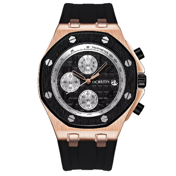 OCHSTIN Montre chronographe pour homme, style sport de luxe, lunette octogonale, quartz, date, cadea