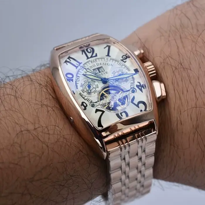 Montres mécaniques Rigas automatiques squelette tourbillon acier inoxydable pour hommes occasions spéciales robuste élégante