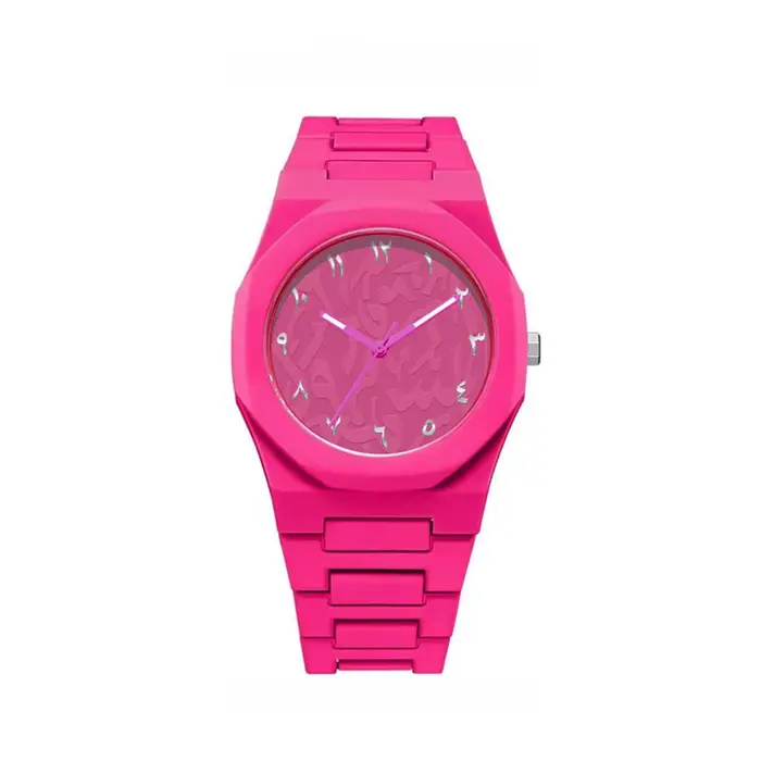Montre à cadran arabe étanche avec bracelet en plastique, cadran rond, mouvement à quartz, bracelet 