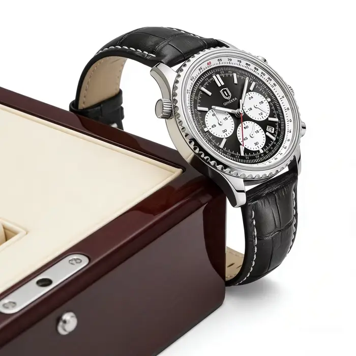 QINGXIYA – montre à Quartz en cuir pour hommes