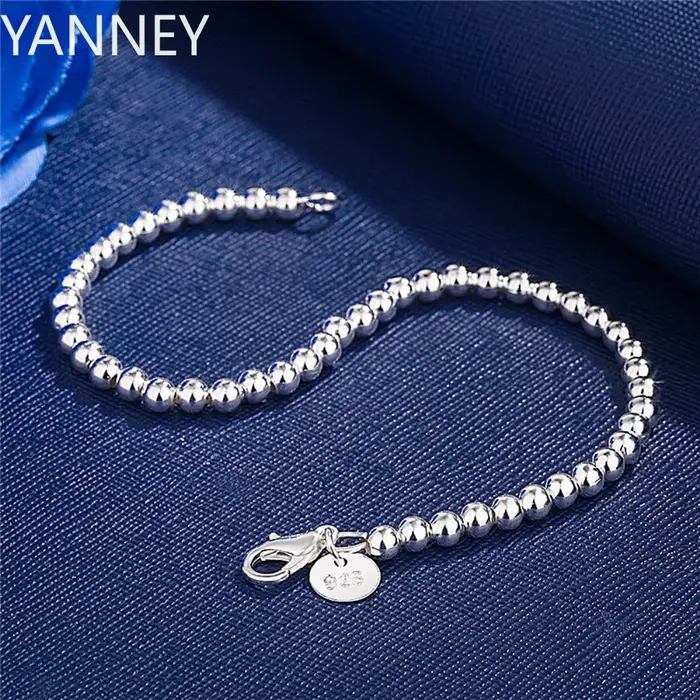 Bracelet à breloques en argent regardé 925 pour femme, chaîne de perles, marques populaires, bijoux 