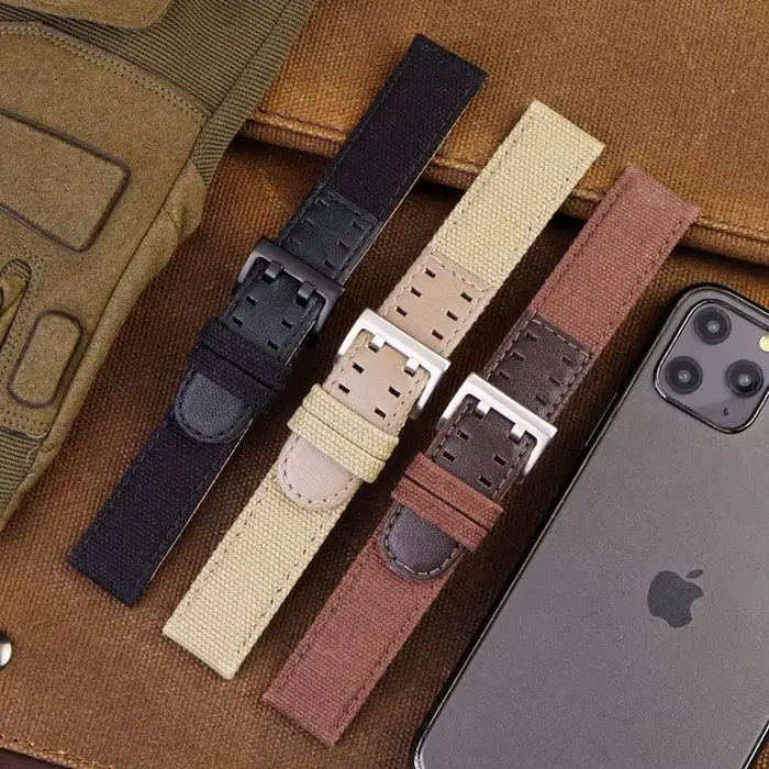 Bracelet de montre en toile pour Hamilton kaki/aviation/camp sports de plein air nylon +