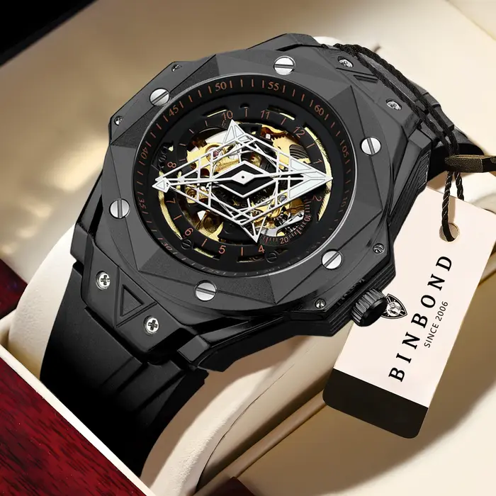 Montre automatique de luxe pour homme BINBOND avec tourbillon précis