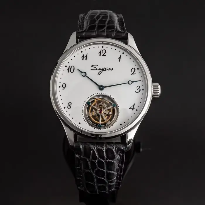Sugess luxe Tourbillon hommes montre mécanique main vent Original ST8230 mouvement cadran en céramiq