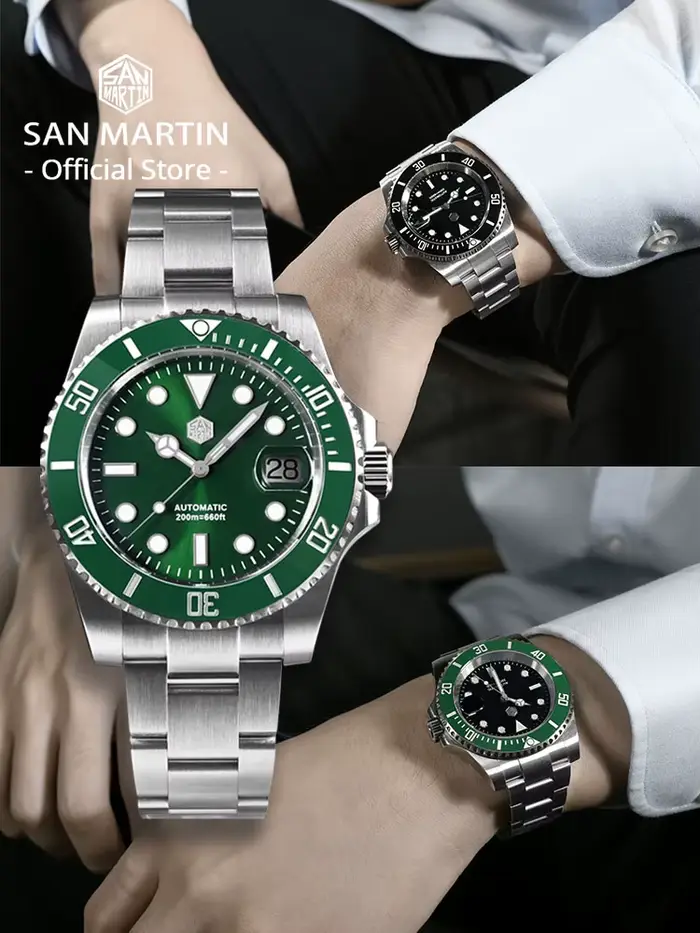 San Martin – montre de plongée Water Ghost pour hommes, Version améliorée, 40mm, luxe, automatique,