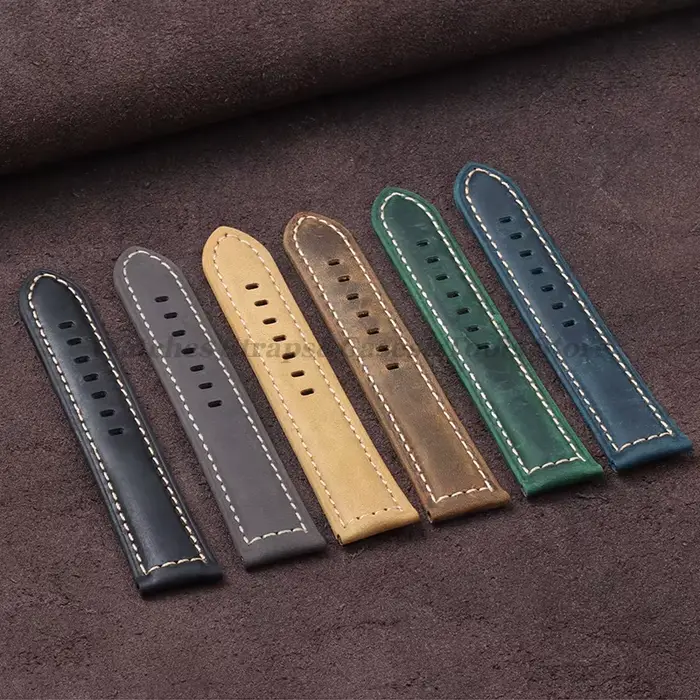 Bracelets de montre vintage en cuir véritable pour hommes et femmes, compatible avec Panerai, SeATM, Omega, avec différentes largeurs et couleurs pour tous les styles et occasions spéciales