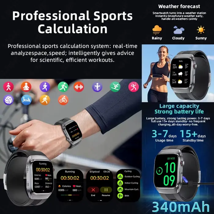 Nouvelle montre intelligente LIGE avec moniteur de fréquence cardiaque et surveillance de la santé pour adultes occasions spéciales sport activités quotidiennes