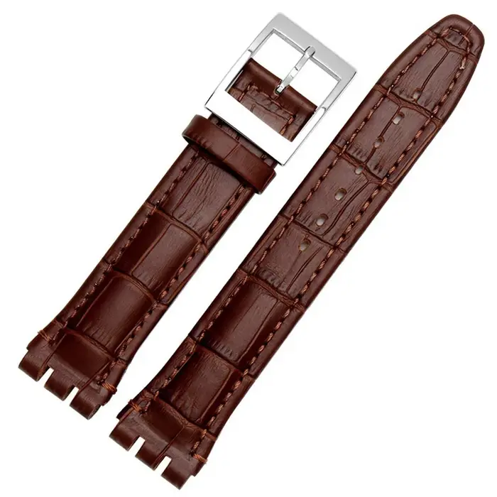 17mm 19mm Bracelet de montre pour SWATCH Bracelet en cuir véritable Bracelet de haute qualité étanch