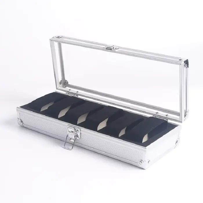 Boîte de rangement de montres en alliage d'aluminium élégante avec horloge pour collectionner jusqu'à 24 montres occasions spéciales