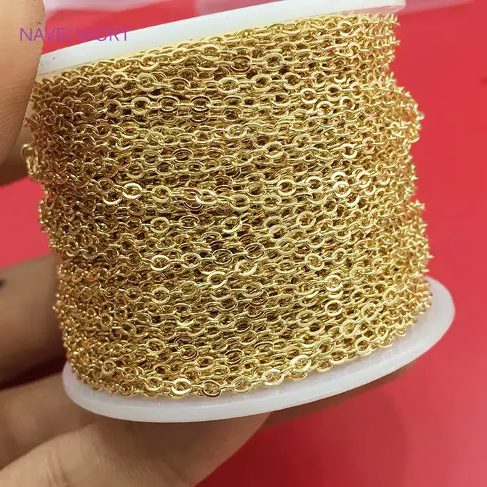 Chaîne O plaquée or 14K/18K, pour Bracelet et collier, accessoires de fabrication, chaînes fines de 