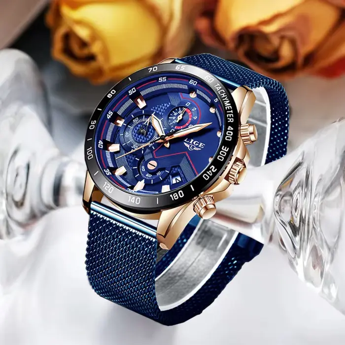 LIGE nouveau or Rose femmes montre haut de gamme