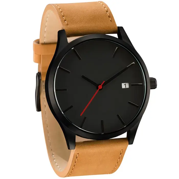 Montre de sport homme en cuir avec calendrier complet résistante aux chocs et à l'eau pour hommes occassions spéciales et quotidiennes