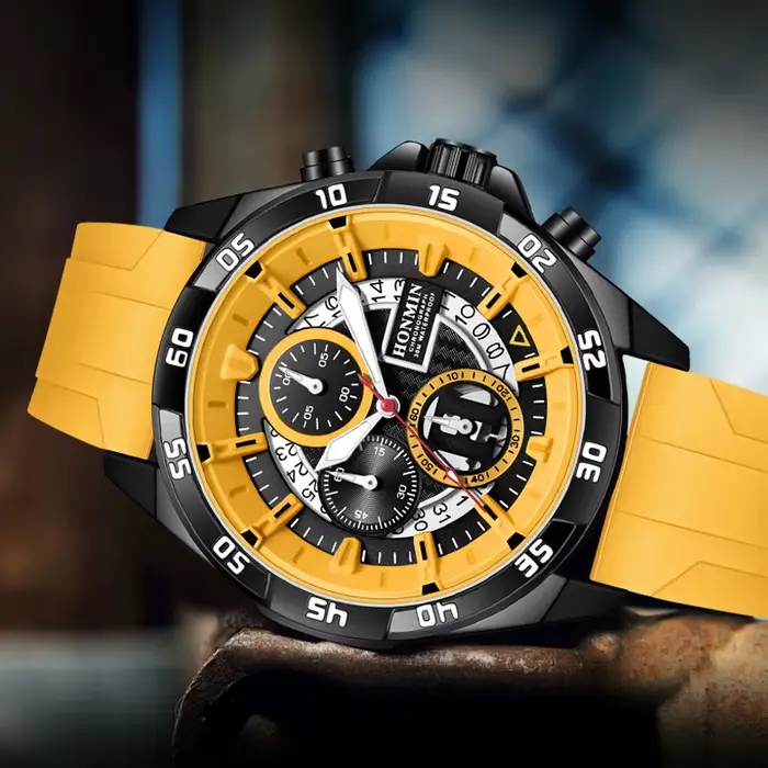Montre HONMIN à Quartz multifonctionnelle homme étanche avec chronographe et affichage de date pour activités sportives et occasions spéciales