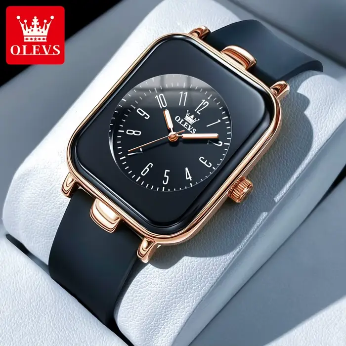 OLEVS 9961 montre à Quartz originale pour femmes bracelet en Silicone montres noir carré cadran numé