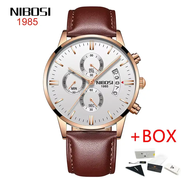 NIBOSI-Montre-bracelet analogique à quartz pour homme, chronographe, marque supérieure, luxe, mode, 