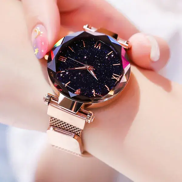 Montre ciel étoilé avec ceinture magnétique pour femme