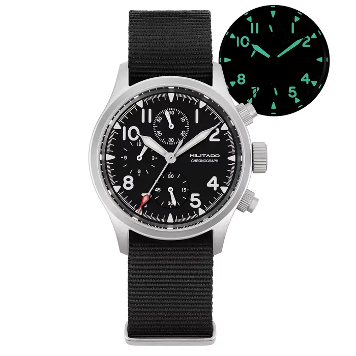 Militado ML1868KF montre à Quartz à 3 cadrans VK67 chronographe mouvement verre saphir lumineux 100m