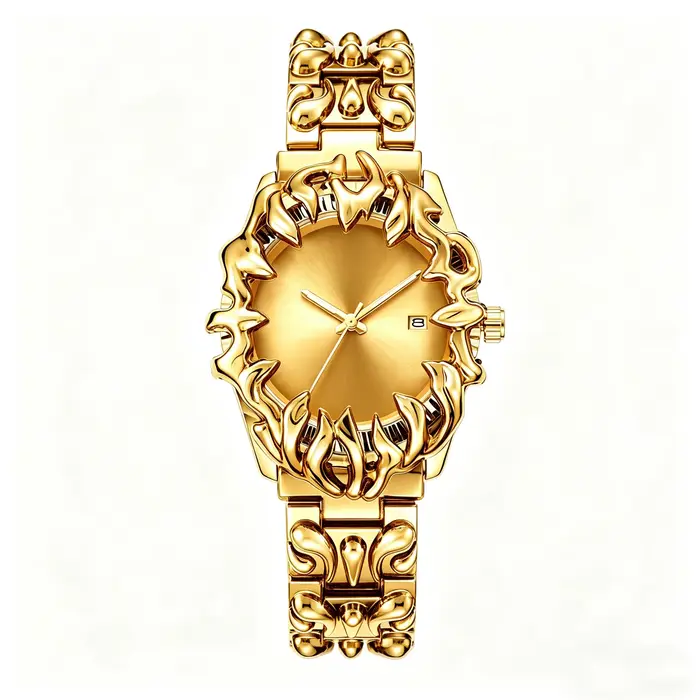 Montre à quartz pour homme, 1 pièce, boîtier rond élégant et luxueux, corps en alliage, fonction cal
